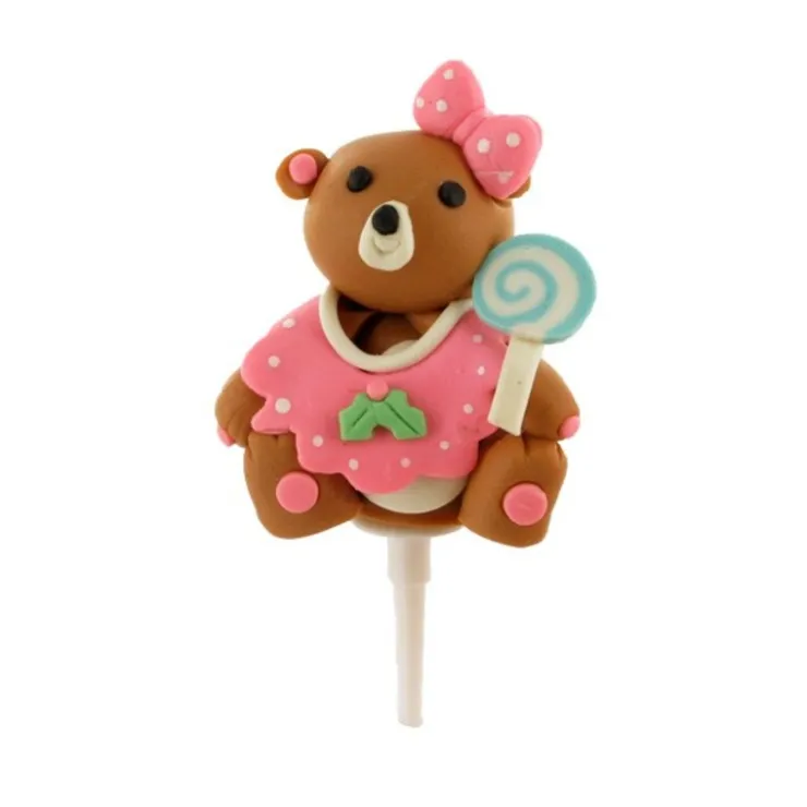 Ourson rose de Noël résine sur pique-Cerf Dellier Discount