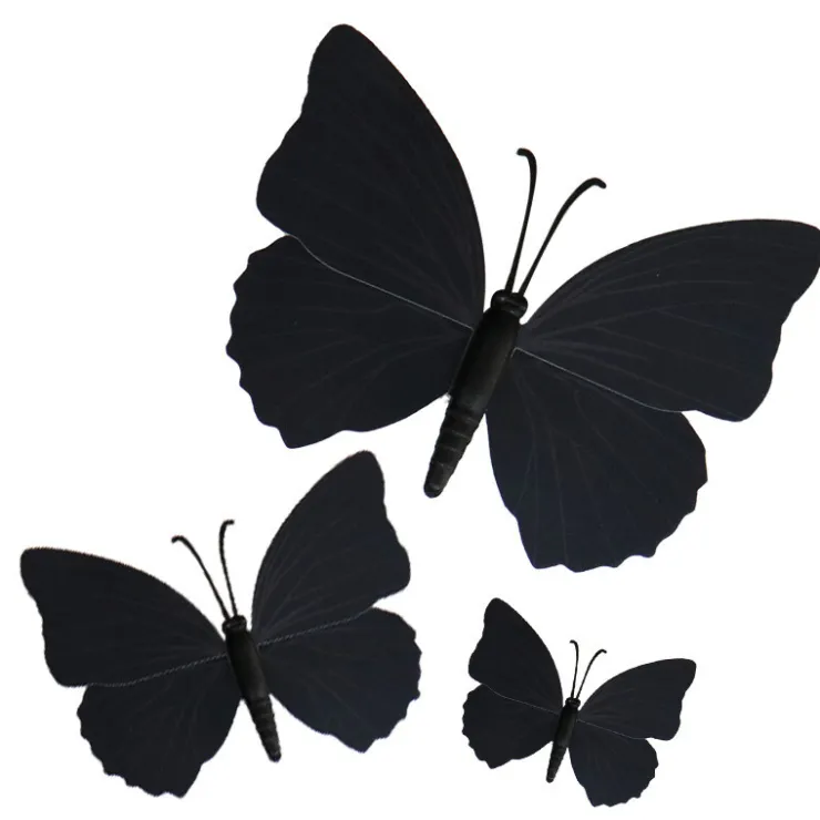 Papillons noirs aimantés assortis (x3)-Cerf Dellier New