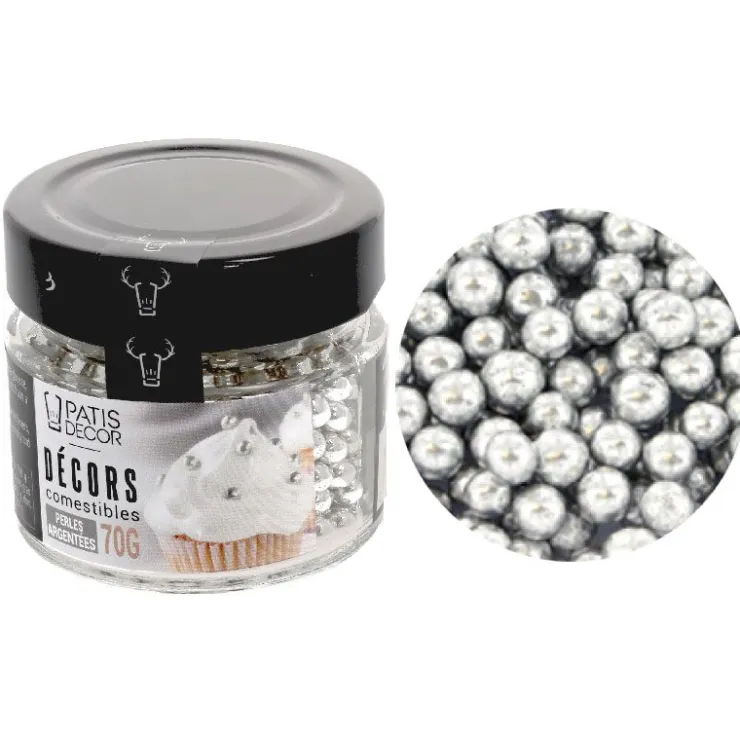 Perles argentées comestibles Ø 5 mm 70 g-Cerf Dellier Online