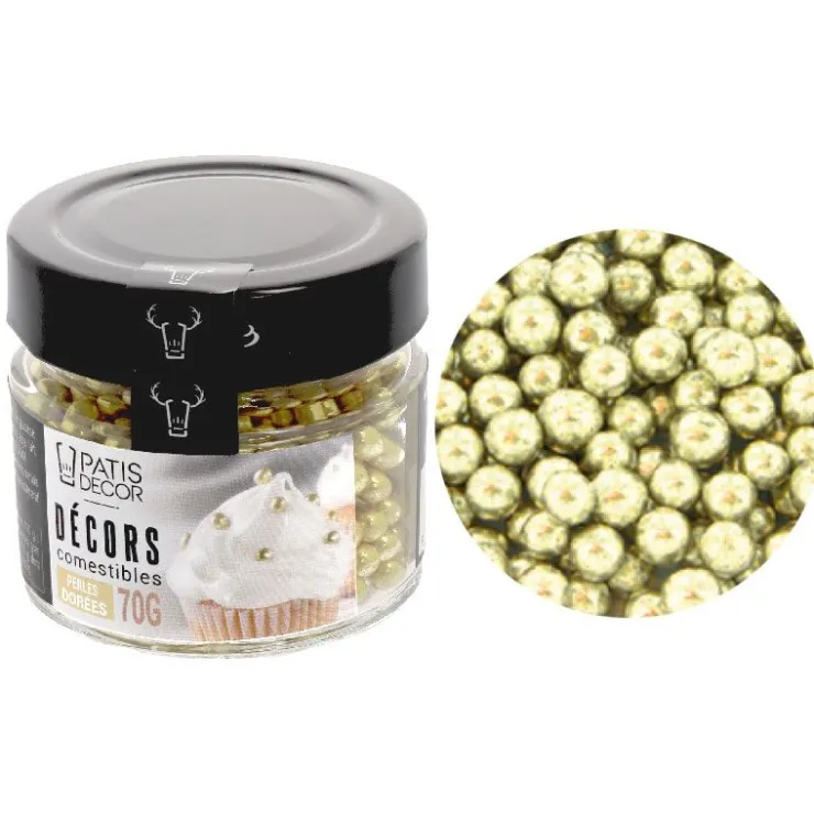 Perles dorées comestibles Ø 5 mm 70 g-Cerf Dellier