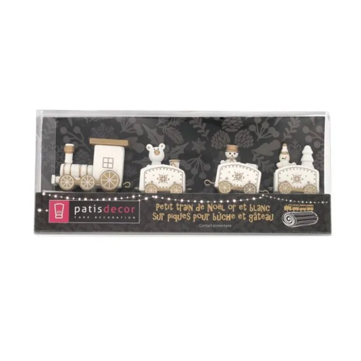Petit train de Noël blanc sur pique-Cerf Dellier Hot