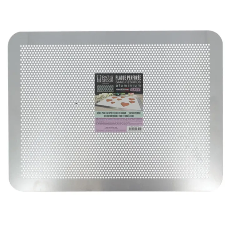 Plaque pâtisserie plate perforée alu 40 x 30 cm-Cerf Dellier