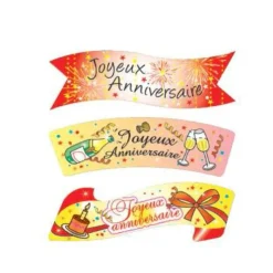 Plaquette azyme Joyeux Anniversaire assorties (x24)-Cerf Dellier Best