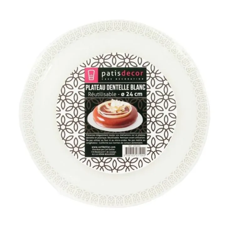 Plateau dentelle rond blanc-Cerf Dellier Hot