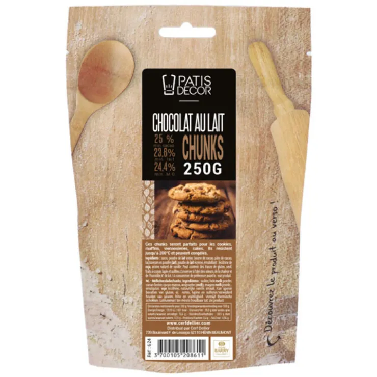 Pépites Chunks chocolat au lait Barry 250 g-Cerf Dellier Clearance