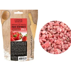 Pépites de fruits fraise déshydratée morceaux 120 g-Cerf Dellier