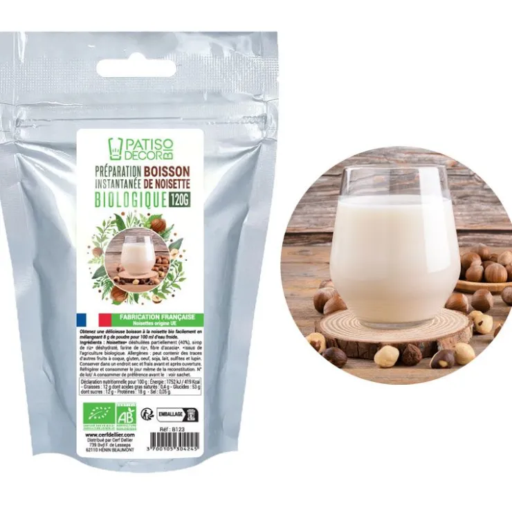 Préparation instantanée pour boisson noisette biologique 120g-Cerf Dellier Clearance