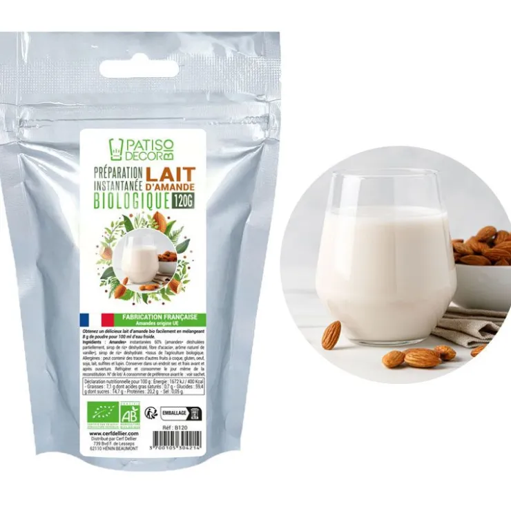 Préparation instantanée pour lait d'amande biologique 120 g - DDM 08/24-Cerf Dellier Online