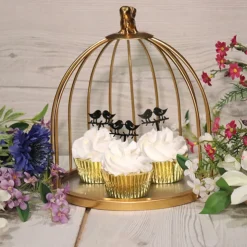Présentoir cage à oiseaux doré 21 cm-Cerf Dellier New