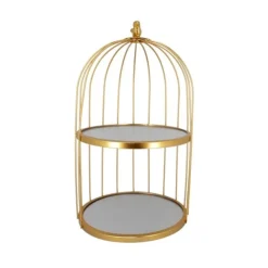 Présentoir cage à oiseaux doré 2 étages Patisdécor 25 cm-Cerf Dellier Best