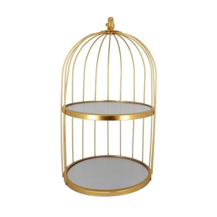 Présentoir cage à oiseaux doré 2 étages Patisdécor 25 cm-Cerf Dellier Best