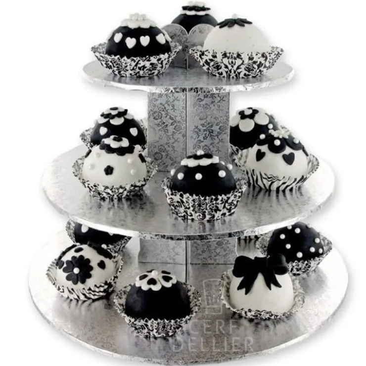 Présentoir cupcakes argent rond-Cerf Dellier Online