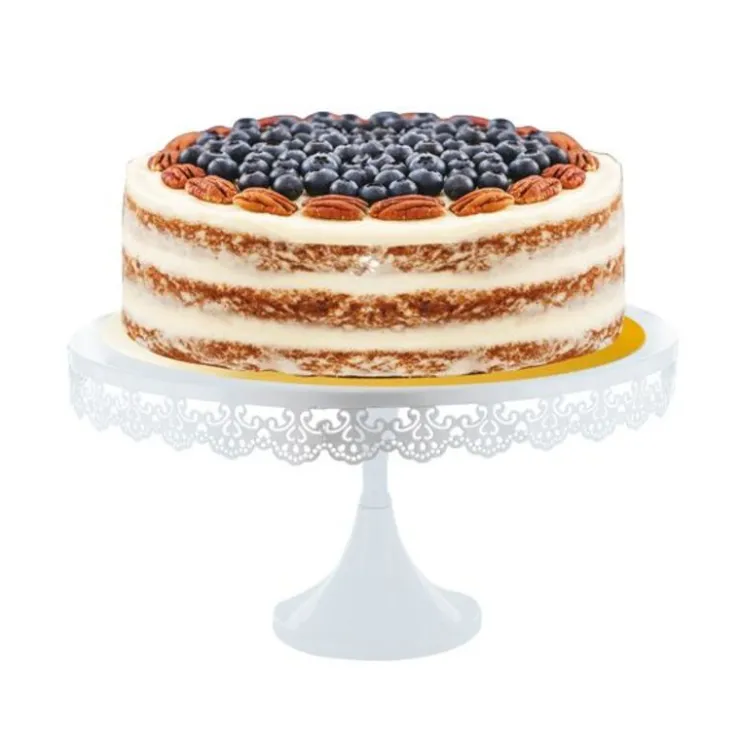 Présentoir gâteau blanc broderie Ø 35 cm-Cerf Dellier