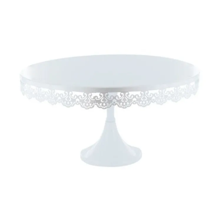 Présentoir gâteau blanc broderie Ø 35 cm-Cerf Dellier