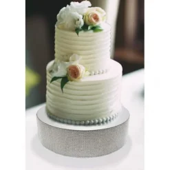 Présentoir gâteau effet miroir et contour en strass 25 cm-Cerf Dellier Best