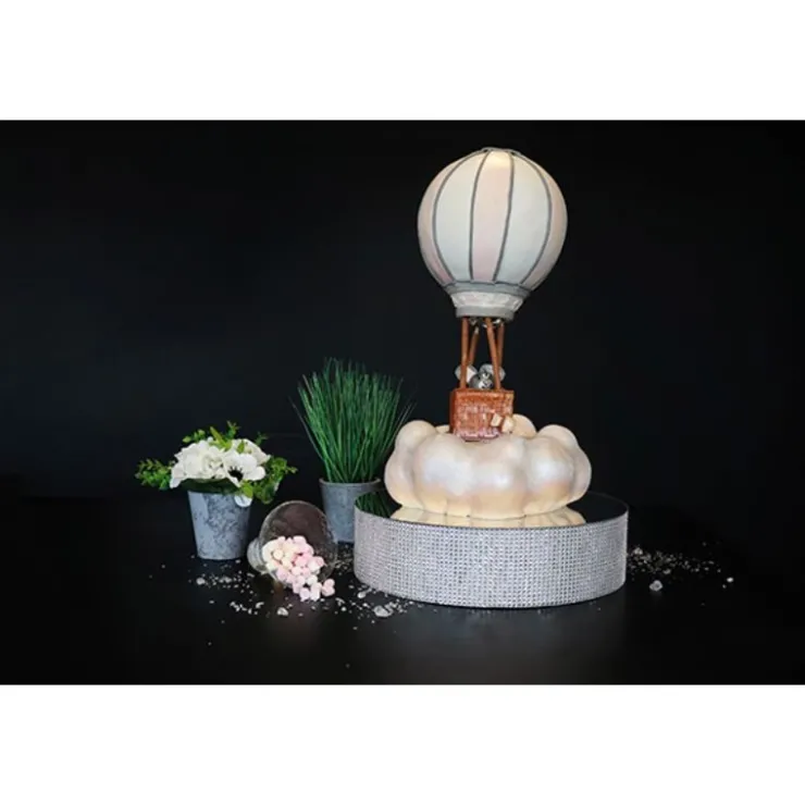 Présentoir gâteau effet miroir et contour en strass 35 cm-Cerf Dellier Clearance