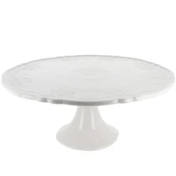 Présentoir gâteau en céramique blanc fleurs Ø 30 cm-Cerf Dellier Best