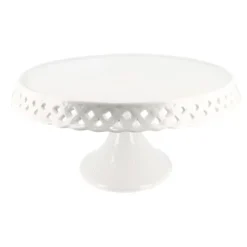 Présentoir gâteau en céramique dentelle fantaisie 25 cm-Cerf Dellier Outlet