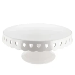 Présentoir gâteau en céramique blanc cœurs Ø 30 cm-Cerf Dellier Best
