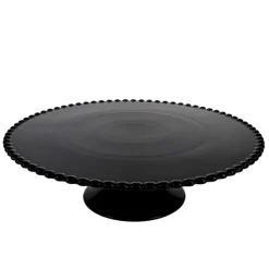 Présentoir gâteau en céramique noir cannelé Ø 30 cm-Cerf Dellier