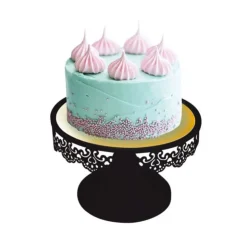 Présentoir gâteau noir broderie Ø 18 cm-Cerf Dellier New