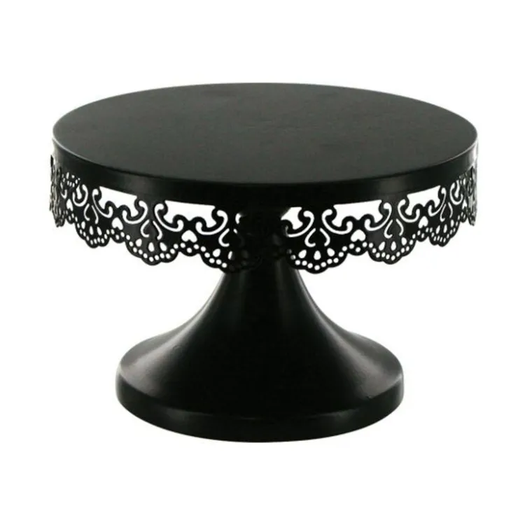 Présentoir gâteau noir broderie Ø 18 cm-Cerf Dellier New