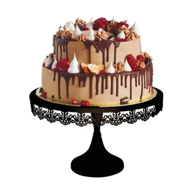 Présentoir gâteau noir broderie Ø 30 cm-Cerf Dellier