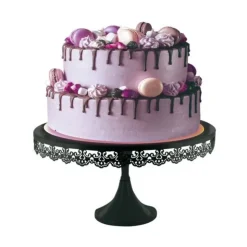 Présentoir gâteau noir broderie Ø 35 cm-Cerf Dellier Outlet
