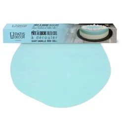 Pâte à sucre bleue pastel étalée - DDM 09/24-Cerf Dellier Discount