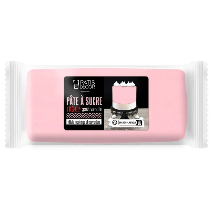 Pâte à sucre rose 1 kg - DDM 11/24-Cerf Dellier Clearance