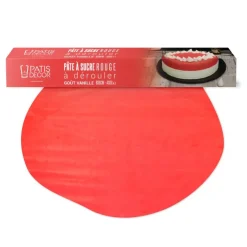 Pâte à sucre rouge étalée - DDM 06/24-Cerf Dellier Outlet