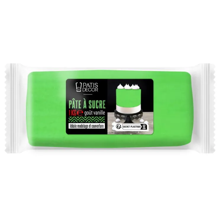 Pâte à sucre verte 1 kg - DDM 12/24-Cerf Dellier Best
