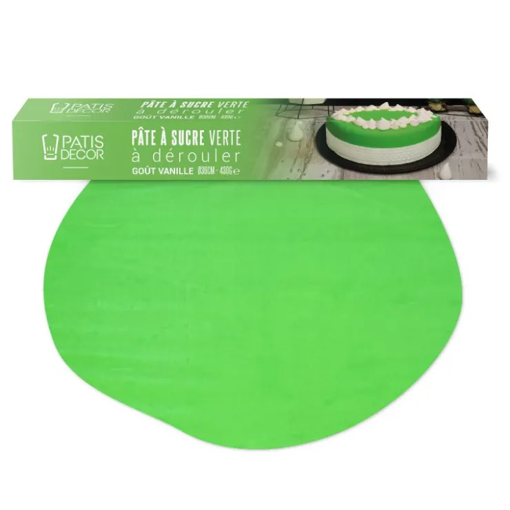 Pâte à sucre verte étalée - DDM 11/24-Cerf Dellier Hot