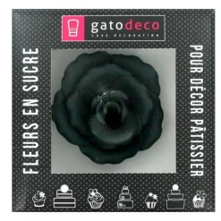 Rose noire en pastillage 9 cm-Cerf Dellier