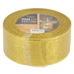 Ruban doré pailleté 38 mm (22 m)-Cerf Dellier Outlet