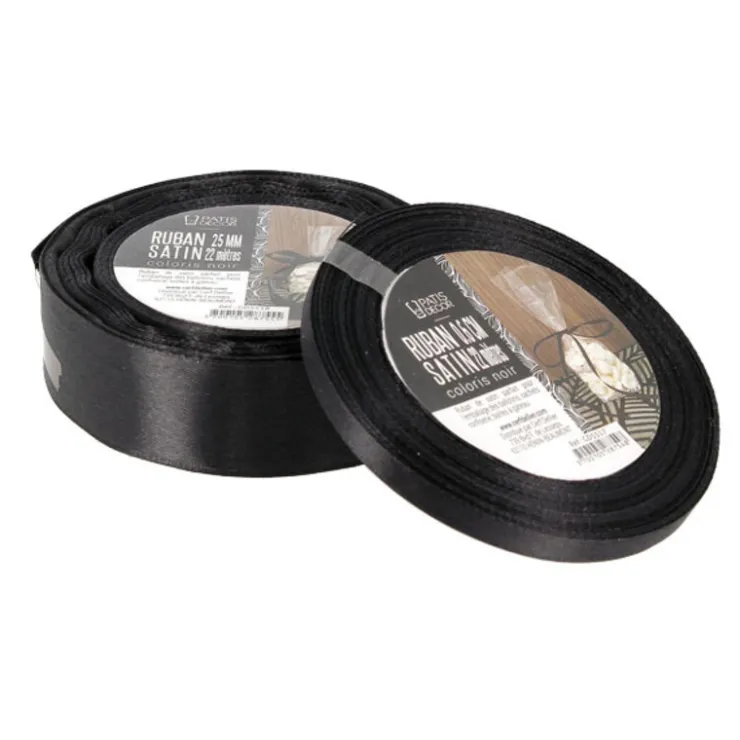 Ruban noir satin (22 m)-Cerf Dellier Clearance