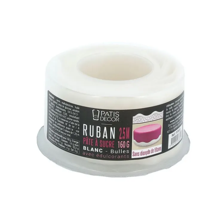 Ruban pâte à sucre bulles h 3 cm (2,5 m)-Cerf Dellier Discount