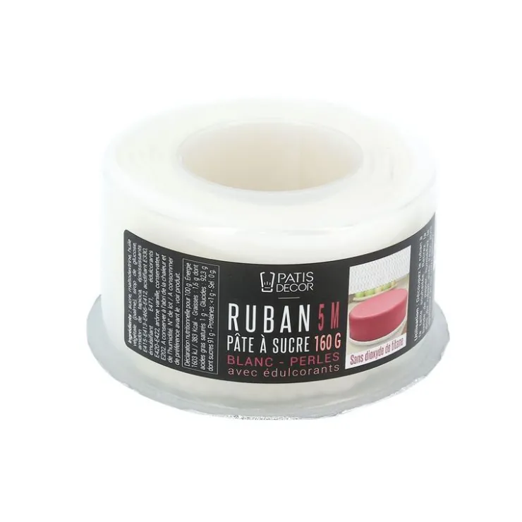 Ruban pâte à sucre perles h 1,25 cm (5 m)-Cerf Dellier Online