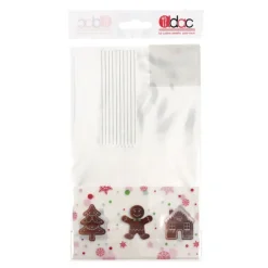 Sachets bonbons Pains d'épices + liens - 14 x 23 cm (x 10)-Cerf Dellier Sale