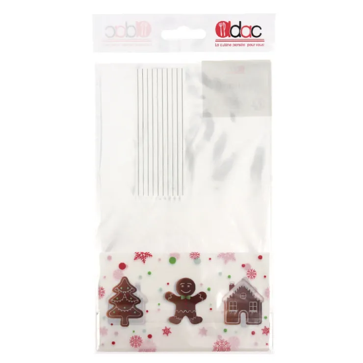 Sachets bonbons Pains d'épices + liens - 14 x 23 cm (x 10)-Cerf Dellier Sale