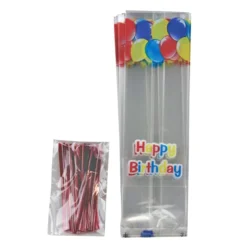 Sachets Happy Birthday fond plat + liens (x25)-Cerf Dellier