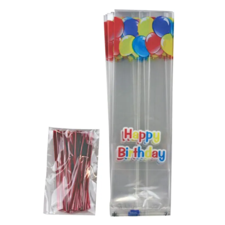 Sachets Happy Birthday fond plat + liens (x25)-Cerf Dellier