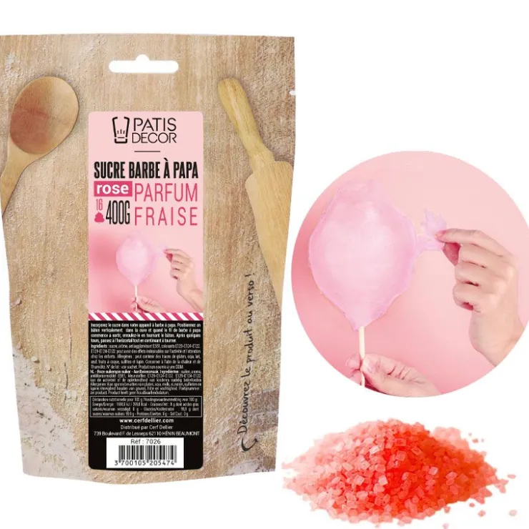 Sucre barbe à papa Fraise 400 g-Cerf Dellier Online