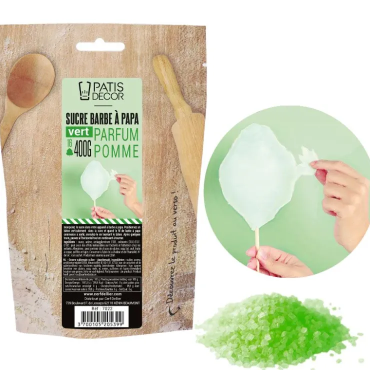 Sucre barbe à papa Pomme verte 400 g-Cerf Dellier Best