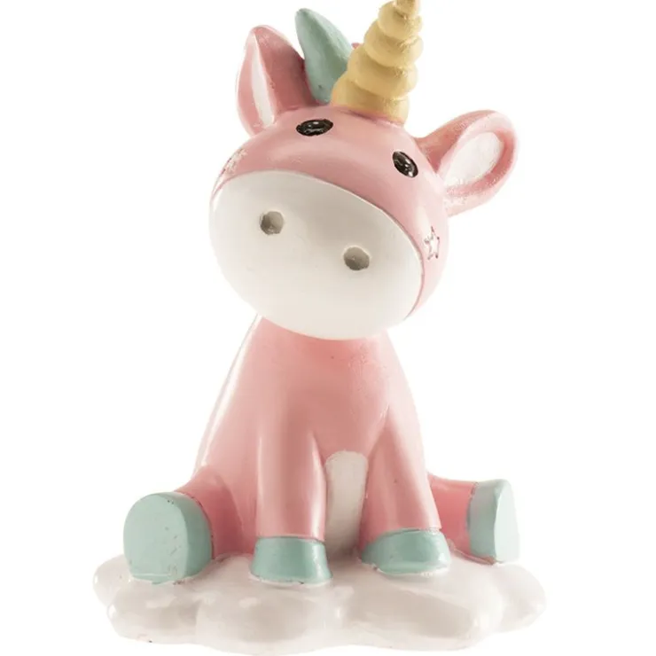 Sujet de baptême licorne rose 10 cm-Cerf Dellier