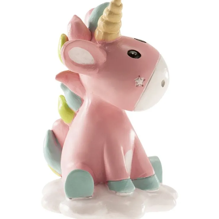 Sujet de baptême licorne rose 10 cm-Cerf Dellier