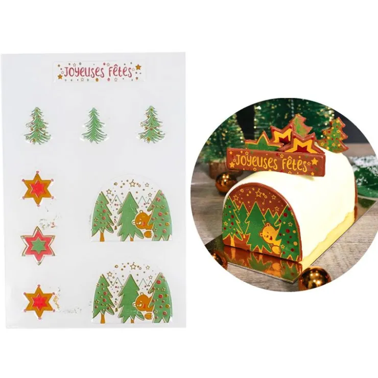 Transfert chocolat thème Noël Ourson-Cerf Dellier Hot